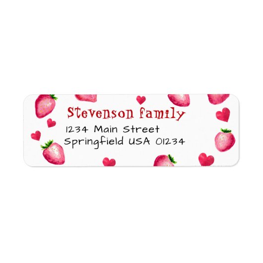 ベリーファースト誕生日パーティーストロベリーハート ラベル (正面)