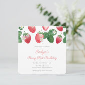 ベリーファースト誕生日パーティーストロベリー 招待状 (スタンド正面)