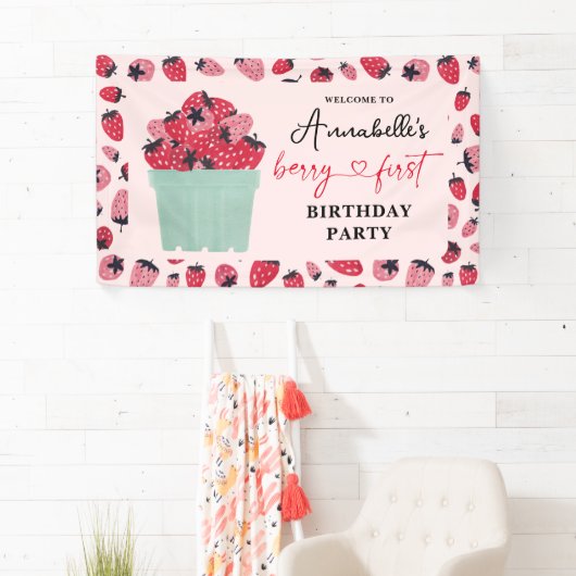 ベリーファースト誕生日パーティーストロベリー 横断幕 (インサイチュ)