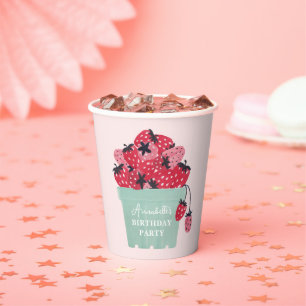 ベリーファースト誕生日パーティーストロベリー 紙コップ