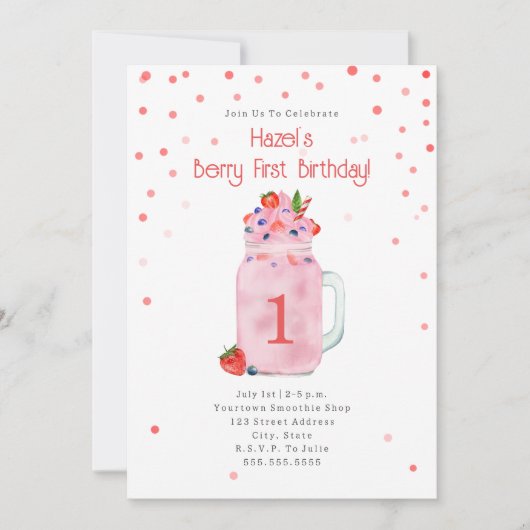 ベリーファースト誕生日パーティースムージー 招待状 (正面)