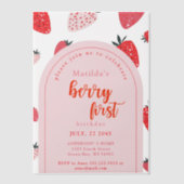 ベリーファースト誕生日パーティー1stストロベリーアーチ ベラム紙招待状 (正面)