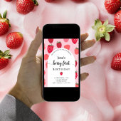 ベリーファースト誕生日パーティー | 赤とピンクのイチゴ 招待状