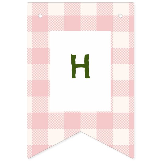 ベリーファースト誕生日ピンク&プレイドバンティング国旗 バンティングフラッグ (第2の旗)