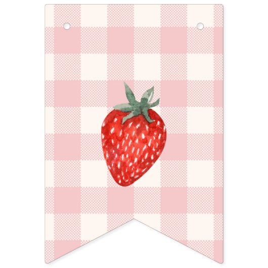 ベリーファースト誕生日ピンク&プレイドバンティング国旗 バンティングフラッグ (第1の旗)