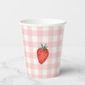 ベリーファースト誕生日ピンク&プレイド紙カップ 紙コップ (裏面)
