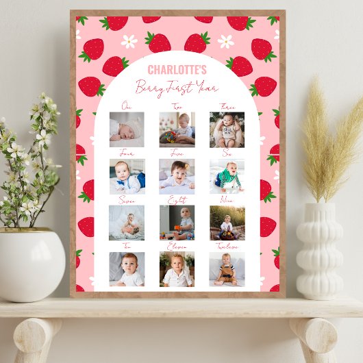 ベリーファースト誕生日フォトマイルストーンスウィートワン ポスター