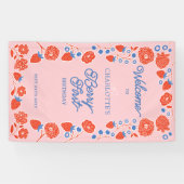 ベリーファースト誕生日フローラストロベリーウェルカム 横断幕 (横)