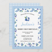 ベリーファースト誕生日ブルーベリージンガム招待状 招待状 (正面/裏面)