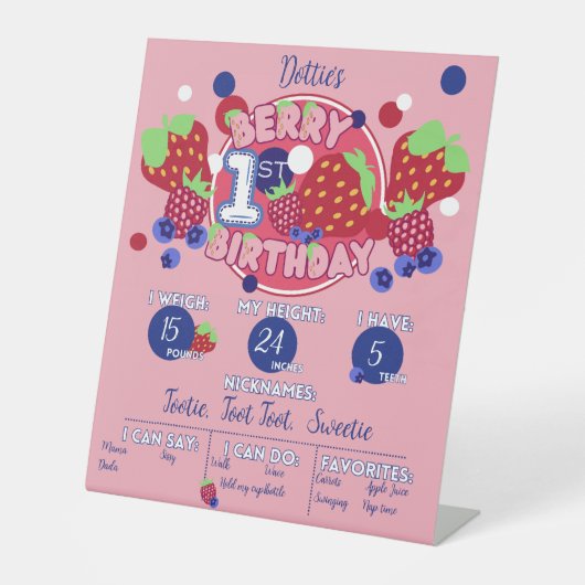ベリーファースト誕生日マイルストーンボード 台座サイン (正面)