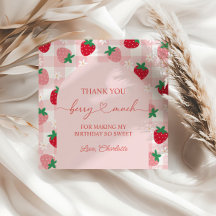 ベリーファースト誕生日メッセージカードイチゴパーティー