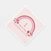 ベリーファースト誕生日レインボーストロベリーボウズ スタンダードランチョンナプキン (角)