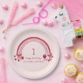 ベリーファースト誕生日レインボーストロベリーボウズ ペーパープレート (パーティー)