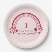 ベリーファースト誕生日レインボーストロベリーボウズ ペーパープレート (正面)