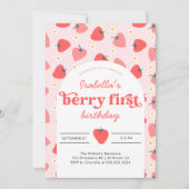 ベリーファースト誕生日招待状イチゴ 招待状 (正面)