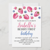 ベリーファースト誕生日招待状ストロベリーテーマ 招待状 (正面)