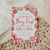 ベリーファースト誕生日招待状 |いちご 招待状
