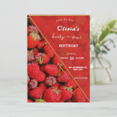 ベリーファースト誕生日招待状 | イチゴテーマ 招待状 (スタンド正面)