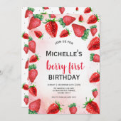 ベリーファースト誕生日招待状、イチゴ誕生日 招待状 (正面/裏面)