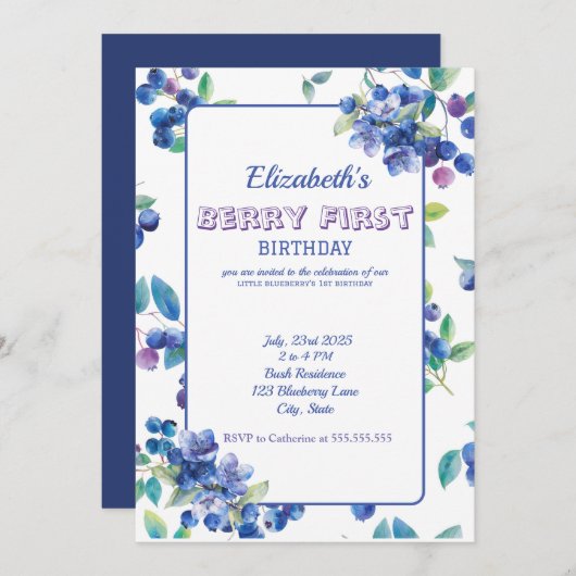 ベリーファースト誕生日招待状 招待状 (正面/裏面)