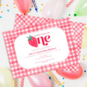 ベリーファースト誕生日招待状 – 水彩ストロー ノートカード