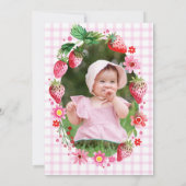 ベリーファースト誕生日水の色のイチゴ写真 招待状 (裏面)