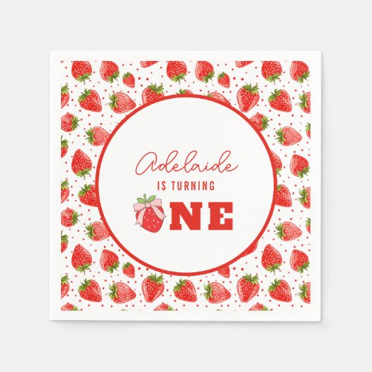 ベリーファースト誕生日1stバースデーストロベリーパーティー スタンダードカクテルナプキン (正面)