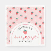 ベリーファースト誕生日1stバースデーストロベリーパーティー スタンダードランチョンナプキン (正面)