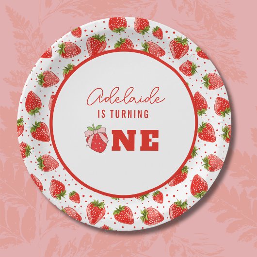 ベリーファースト誕生日1stバースデーストロベリーパーティー ペーパープレート