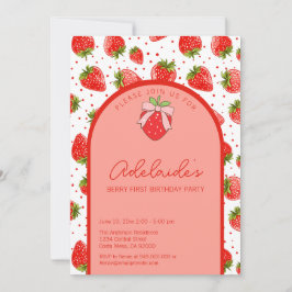 ベリーファースト誕生日1stバースデーストロベリーパーティー 招待状