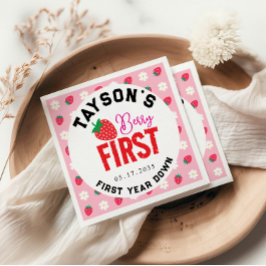 ベリーファースト誕生日1stバースデーストロベリー スタンダードカクテルナプキン