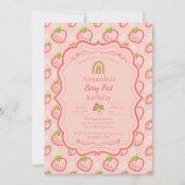 ベリーファースト誕生日1stバースデーストロベリー 招待状 (正面)