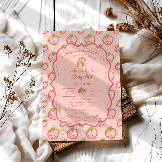 ベリーファースト誕生日1stバースデーストロベリー 招待状