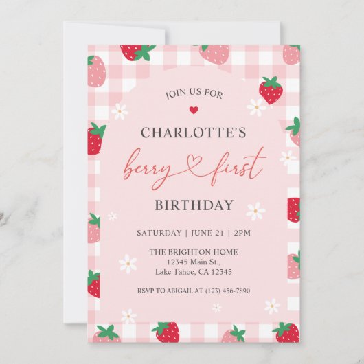 ベリーファースト誕生日1st誕生日招待状 招待状 (正面)