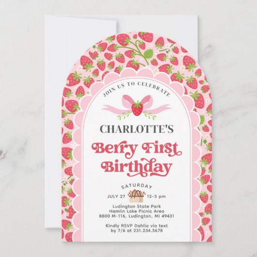 ベリーファースト誕生日1st Birthday 招待状 (正面)