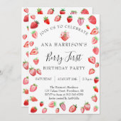 ベリーファースト誕生日1st Birthday 招待状 (正面/裏面)