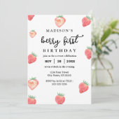 ベリーファースト誕生日1thバースピンクストロベリー 招待状 (スタンド正面)