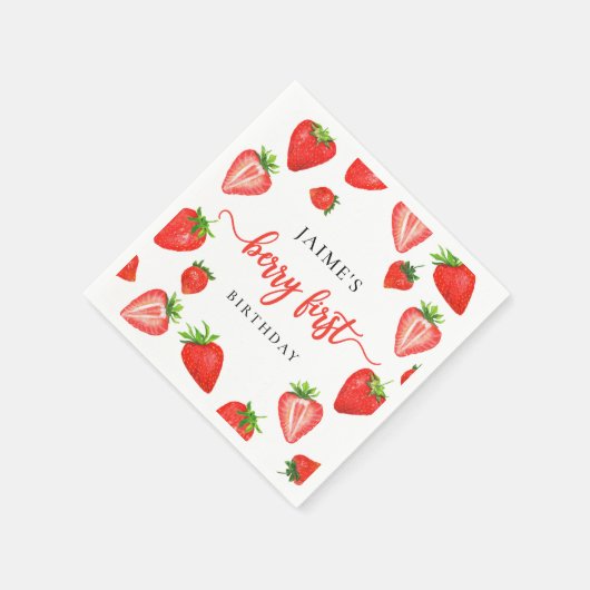 ベリーファースト誕生日 |いちご1日の誕生日 スタンダードカクテルナプキン (角)