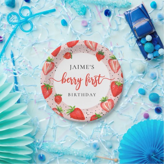 ベリーファースト誕生日 |いちご1日の誕生日 ペーパープレート (パーティー)
