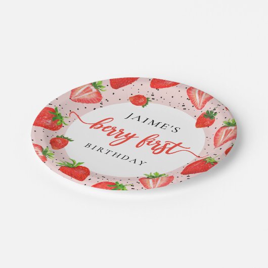 ベリーファースト誕生日 |いちご1日の誕生日 ペーパープレート (アングル)