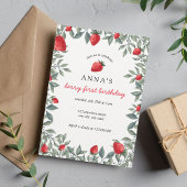 ベリーファースト誕生日 |ストロベリーテーマの誕生日 招待状