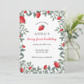 ベリーファースト誕生日 |ストロベリーテーマの誕生日 招待状 (スタンド正面)