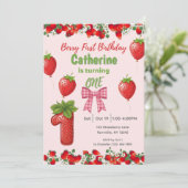 ベリーファースト誕生日 – ストロベリーピンクガール 招待状 (スタンド正面)