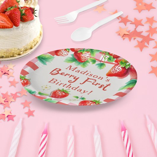 ベリーファースト誕生日 – ストロベリーファーストパーティー ペーパープレート