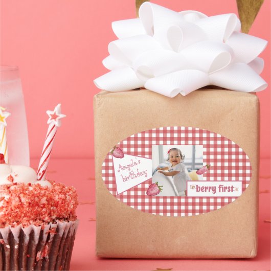 ベリーファースト誕生日 楕円形シール (パーティー)