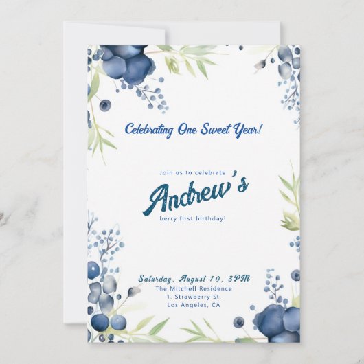 ベリーファースト誕生日!1周年記念パーティー 招待状 (正面)
