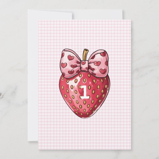 ベリーファースト誕生日、1st誕生日パーティーガール 招待状 (裏面)