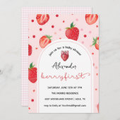 ベリーファースト誕生日、1st誕生日パーティーガール 招待状 (正面/裏面)