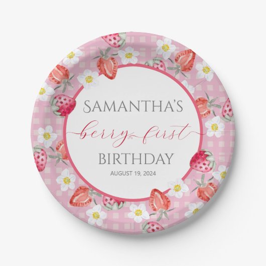 ベリーファースト1歳の誕生日紙プレート ペーパープレート (正面)