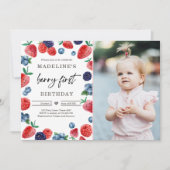 ベリーファースト1stストロベリーラズベリー誕生日 招待状 (正面)